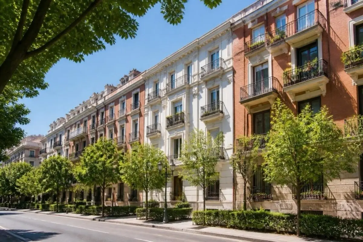 Edificios residenciales en una calle de Madrid