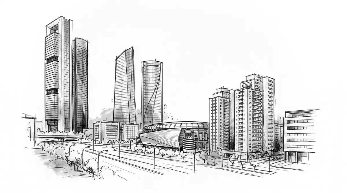 Ilustración del skyline de Madrid norte