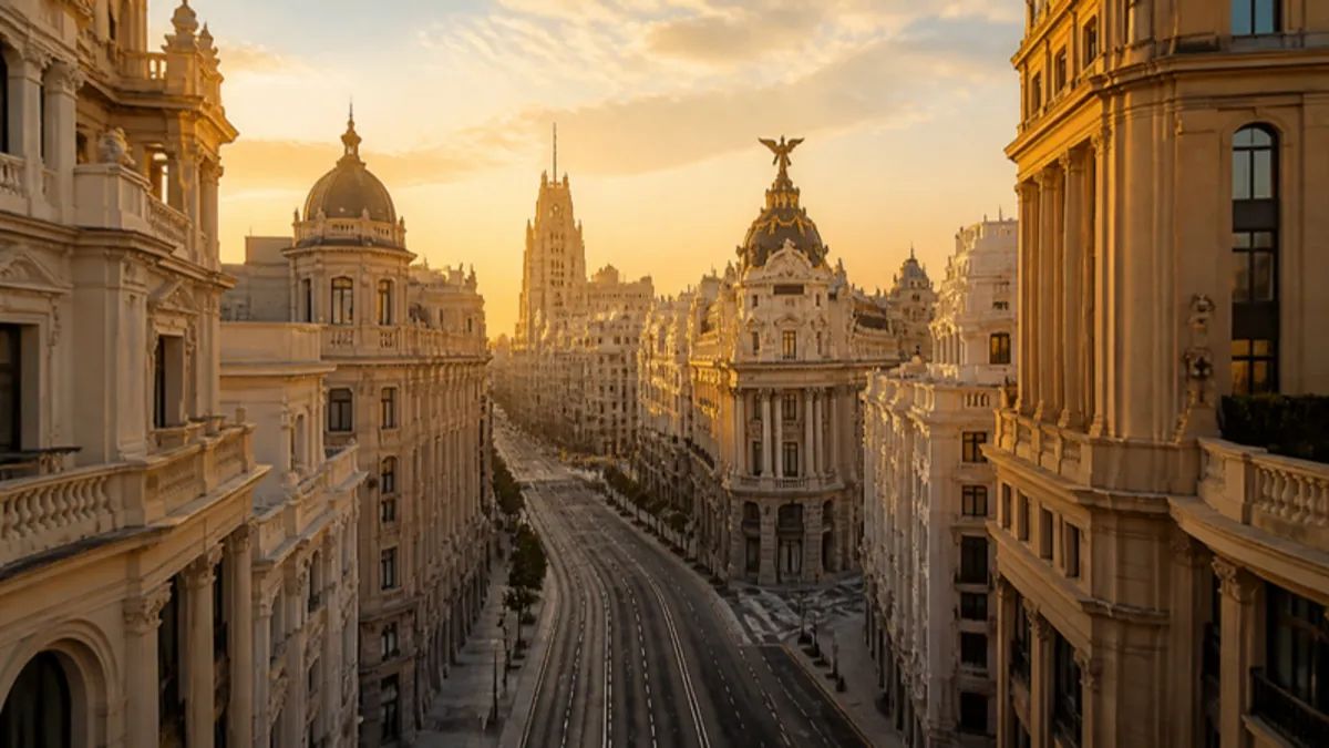 La Gran Vía al atardecer